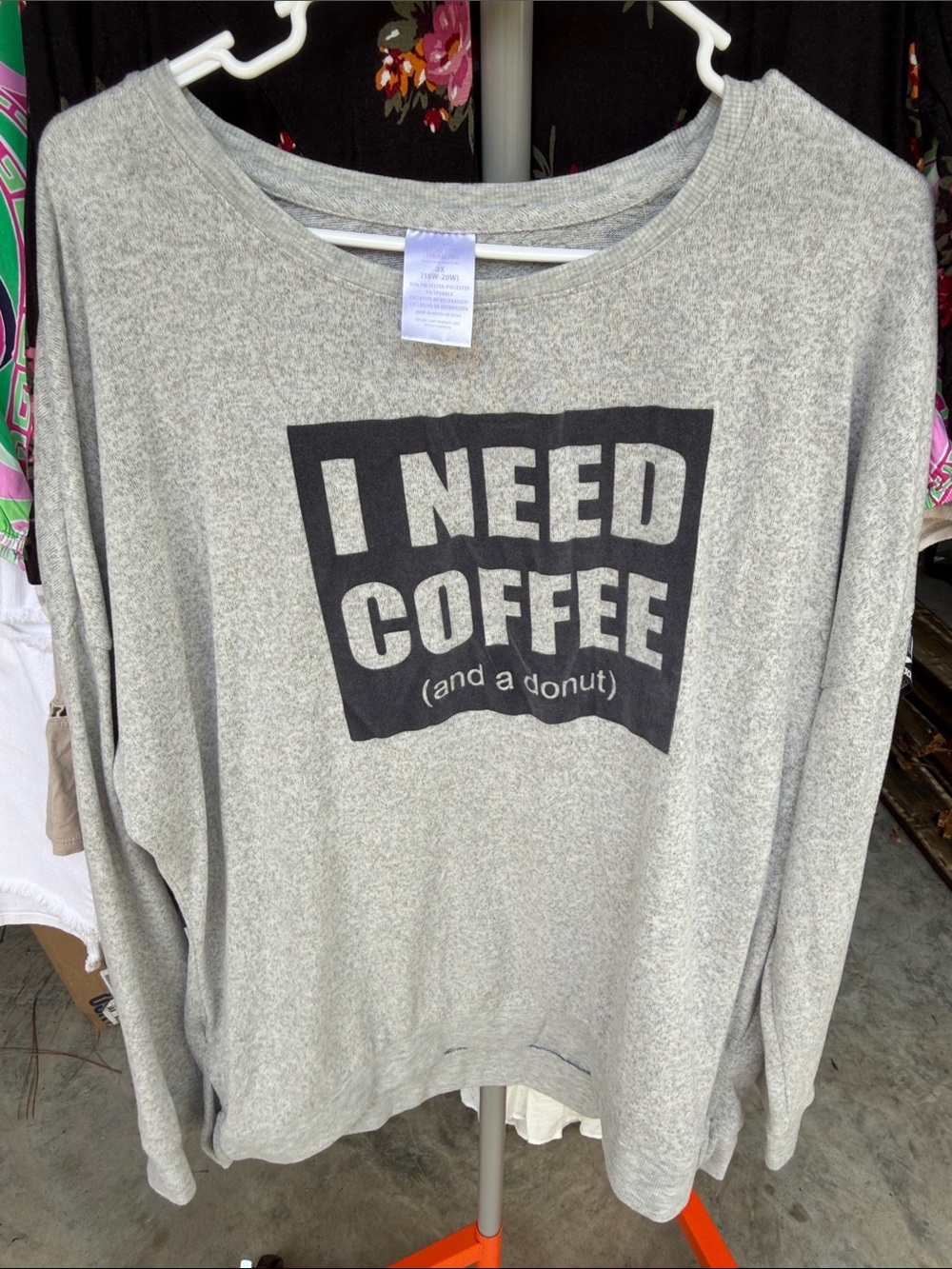 Secret Treasures Gray 'I Need Coffee' Graphic Crewneck Sweater